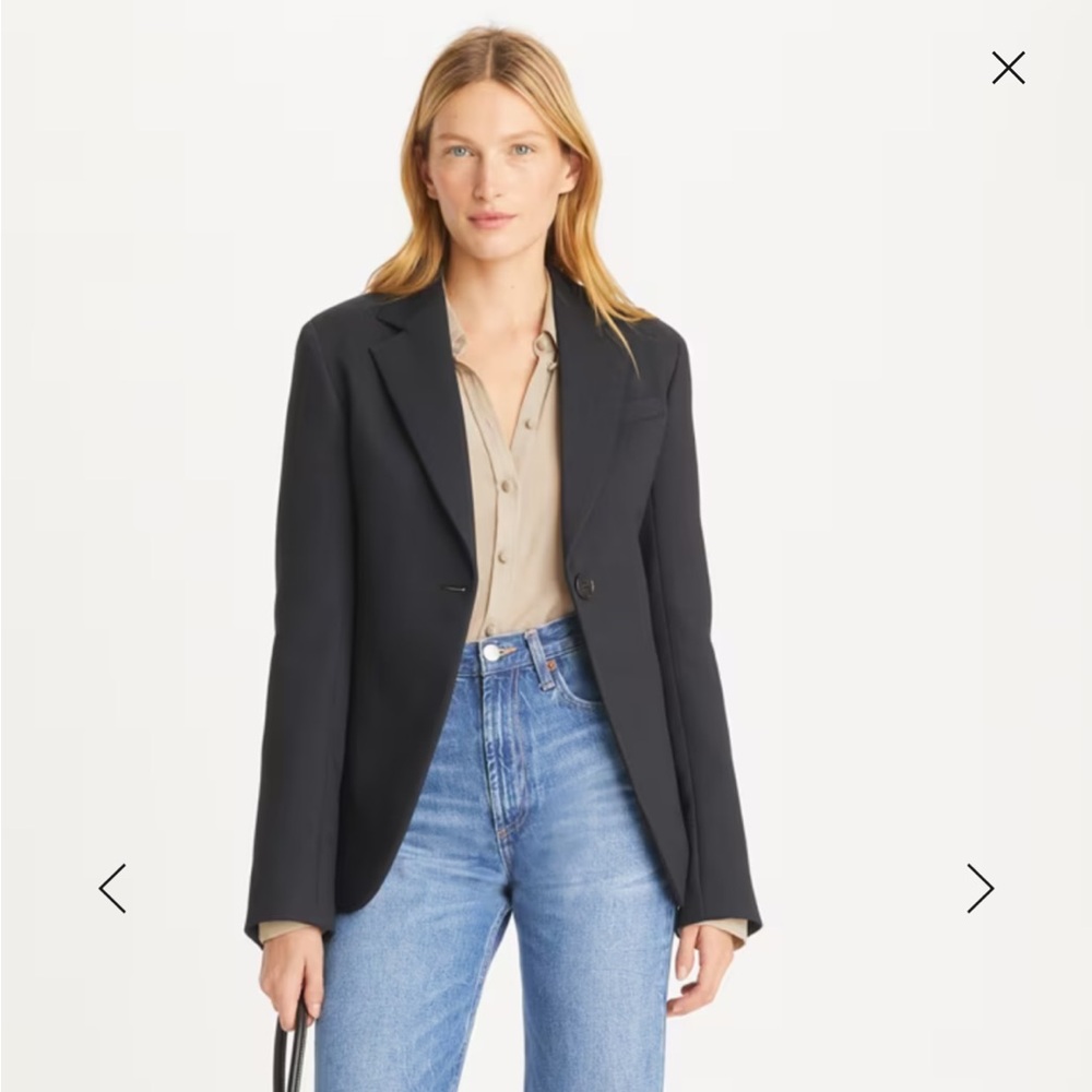 Tory Burch TEXTURED CREPE BLAZER Navy Blue Size 6 Small